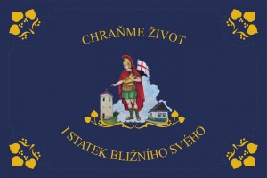 Hasi�sk� vlajka s Flori�nem - tm. modr� (materi�l Easyflag)