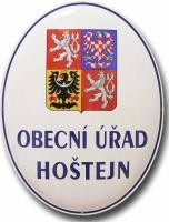 Smaltovan ovl se sttnm znakem a nzvem adu
